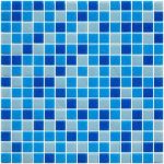 POOL MOSAIC TILES RECONSTITUTED GLASS TILE BLUE MIX