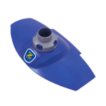 Angled profile of Zodiac MX8 Elite Top Cover showing the aerodynamic blue cowl and integrated flow swivel – Available from Pool Mecca.