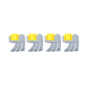 Set of 4 Zodiac MX8 Elite Fan Scrubber Replacement Brushes featuring grey scrubbing blades and yellow locking clips – Available at Pool Mecca.