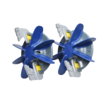 Angled view of two Zodiac MX8 Elite Fan and Scrubber Assemblies highlighting the depth of the cleaning blades – Genuine spares at Pool Mecca.