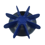 Top-down view of blue ZODIAC MX8-MX6 Fan Assembly featuring curved turbine blades and grey mounting base – Genuine replacement part at Pool Mecca.