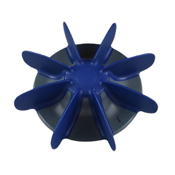 Top-down view of blue ZODIAC MX8-MX6 Fan Assembly featuring curved turbine blades and grey mounting base – Genuine replacement part at Pool Mecca.