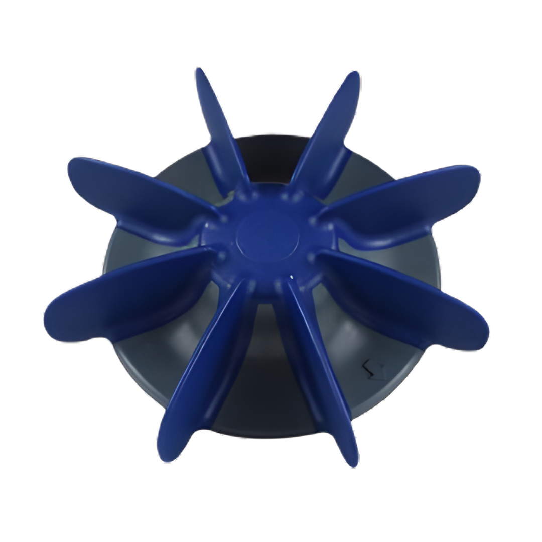 ZODIAC MX8-MX6 FAN ASSEMBLY - POOL MECCA main view Top-down view of blue ZODIAC MX8-MX6 Fan Assembly featuring curved turbine blades and grey mounting base – Genuine replacement part at Pool Mecca.