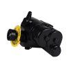 Zodiac MX8-MX6 Gear Box Assembly Side A (Black) featuring drive shaft with yellow warning tag – Genuine replacement part at Pool Mecca.