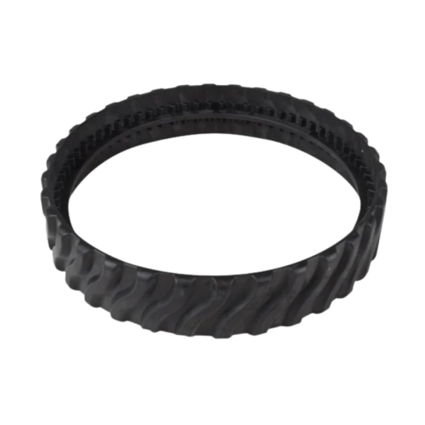 Single black Zodiac MX8-MX6-Tracker Tyre Track showing heavy-duty tread pattern – Sold individually at Pool Mecca.