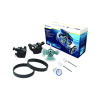 Zodiac Pool Cleaner Gearbox and Engine Service Kit displaying replacement tracks, engine assembly, and drive shafts with original packaging – Available at Pool Mecca.