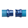 Close-up of Zodiac Twist Lock Hose Blue connectors showing male and female ends ready to join – Genuine 1.2m pool hose at Pool Mecca.