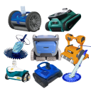 Pool cleaners assortment including automatic and manual pool cleaning units for floors and walls